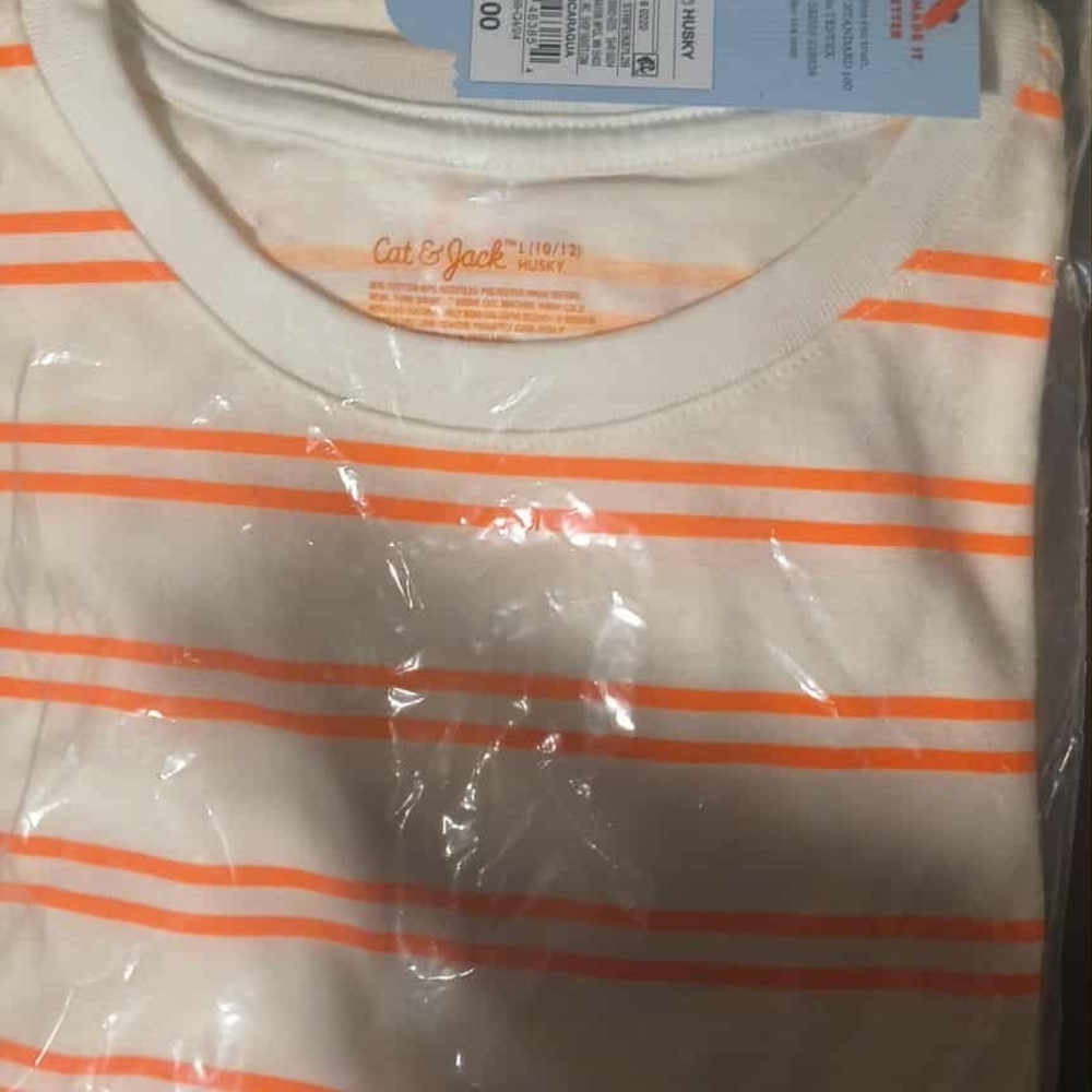 Cat & Jack Kids Striped Shirt - Orange and White